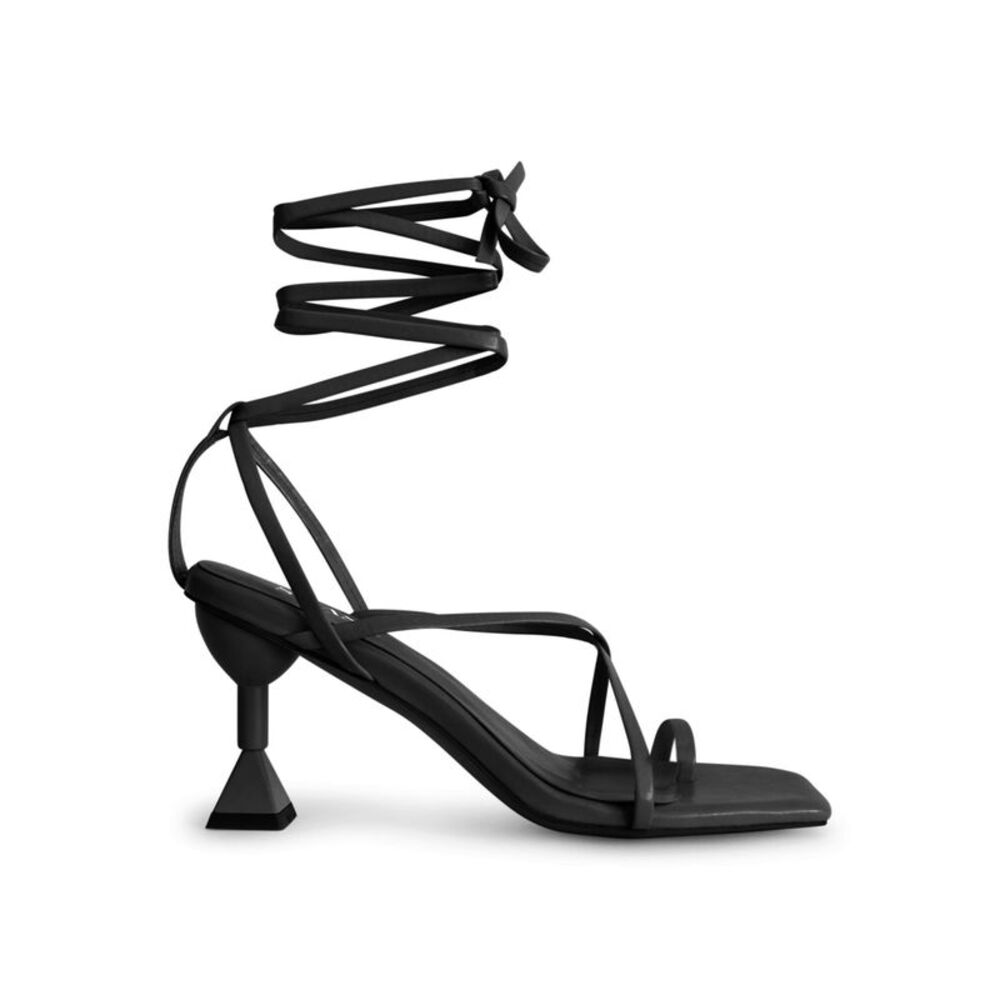 SMASH SHOES Womens Black Mona Square Toe Sculpted Heel Heeled Sandal 11 - Picture 2 of 4
